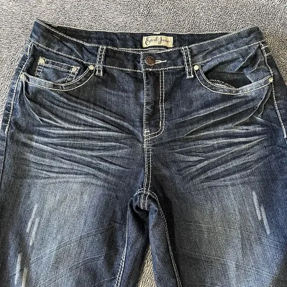 EARL WOMENS JEANS Sz 10 Bootcut Flare Stretch Denim Jeans Bling Rhinestone - Picture 4 of 10